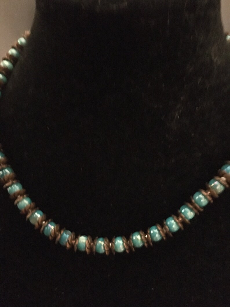 Copper Blue clam shell necklace