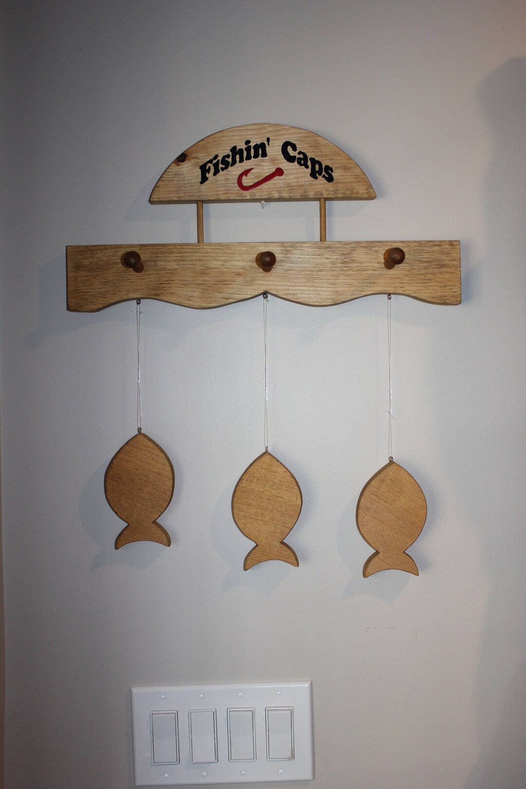 Fish Hat Rack Hand Painted Wooden