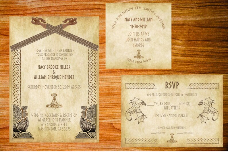Viking invitation suite without map Etsy
