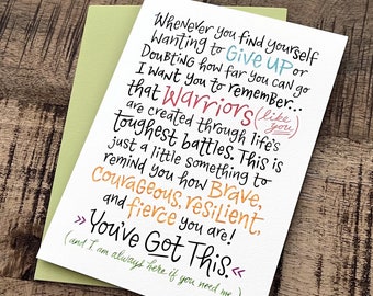 good thinking of you gifts for him Warrior Card / Encouragement Cards / You Got This Card / Positive Cards / Thinking of You Card / Support Card / Cancer Card / Warrior Gift