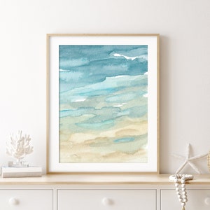 Coastal Wall Art / Calming Bedroom Art / Modern Coastal Prints / Beach House Decor / Turquoise Bathroom Art / Abstract Watercolor Painting