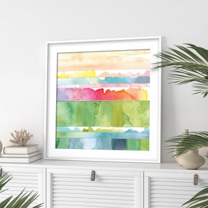 Abstract Landscape Prints / Vibrant Print / Colorful Coastal Wall Art / Abstract Watercolor Painting / Small Art Print / Modern Art Prints