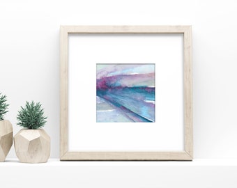 ORIGINAL Small Watercolor Painting / Mini Abstract Watercolor Painting / Teal Blue Coastal Wall Art / Modern Ocean Art / Original Artwork