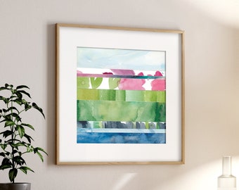 Abstract Watercolor Painting / Coastal Wall Art / Abstract Landscape Painting / Colorful Wall Art / Vibrant Wall Art / Small Nature Prints