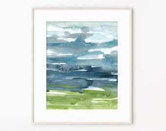 Abstract Watercolor Painting / Abstract Nature Prints / Modern Coastal Wall Art / Abstract Landscape Prints / Ocean Prints / Beach Wall Art