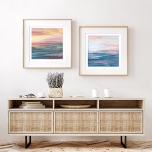 Abstract Ocean Watercolor Print / Minimalist Coastal Wall Art / Beach Prints / Seascape Ocean Painting / Square Abstract Watercolor Painting image 5