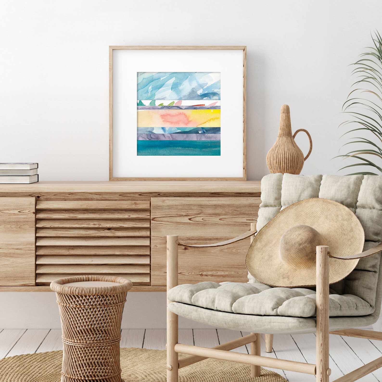Modern Coastal Wall Art / Abstract Watercolor Ocean Print / - Etsy
