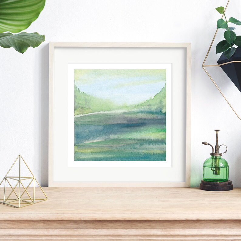 Abstract Watercolor Landscape Print / Coastal Pacific Etsy