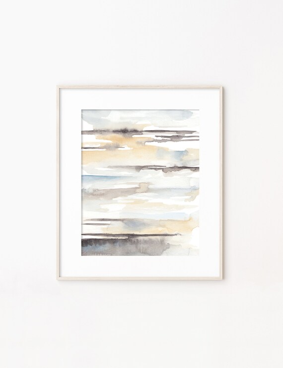 Neutral Watercolor Print / Calming Minimalist Wall Art / | Etsy