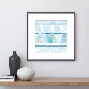 Navy and Light Blue Wall Art / Square Abstract Art Prints / Coastal ...