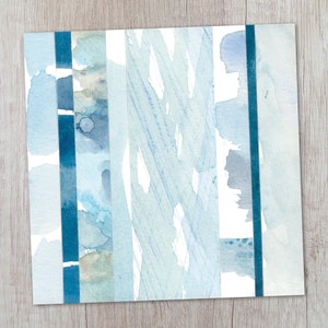 Light Blue and Navy 3 Piece Wall Art / Above Bed Art / Abstract Coastal ...