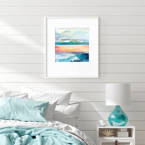 Colorful Coastal Wall Art / Abstract Watercolor Ocean Print / - Etsy