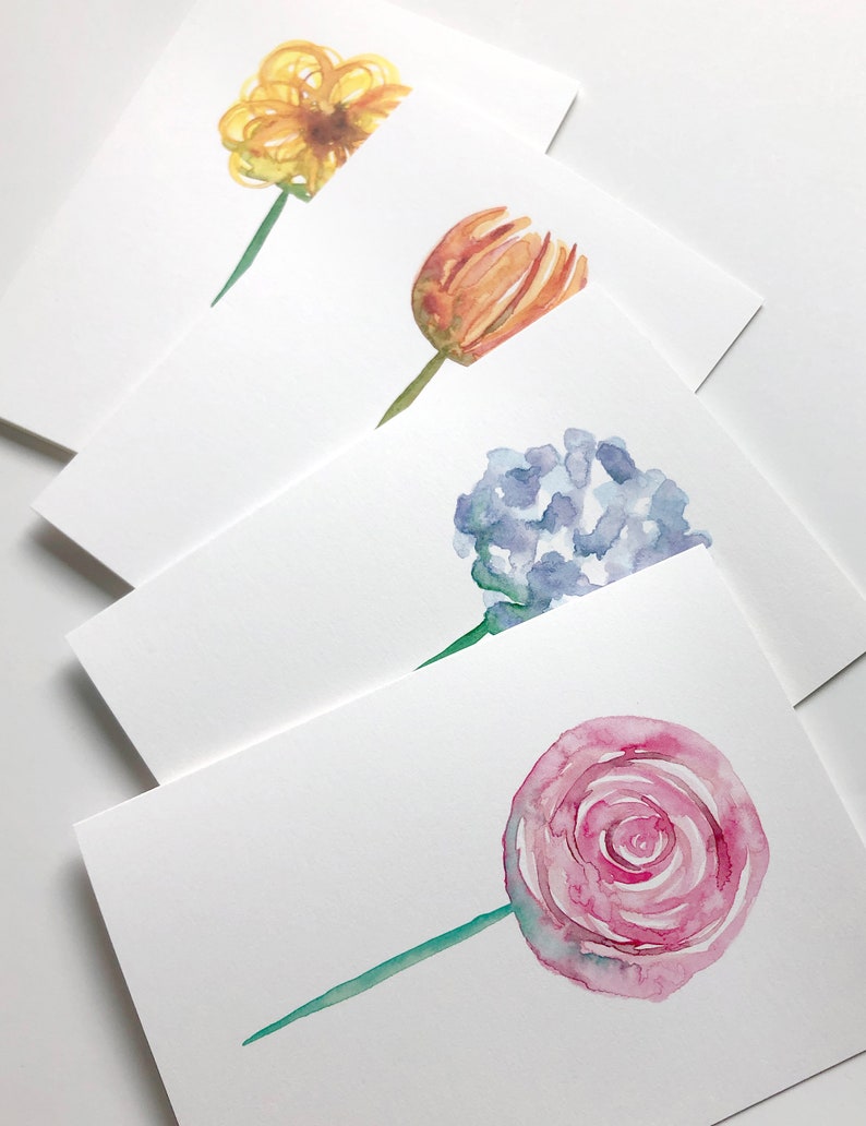 Assorted Blank Greeting Cards / Watercolor Floral Note Cards / Etsy