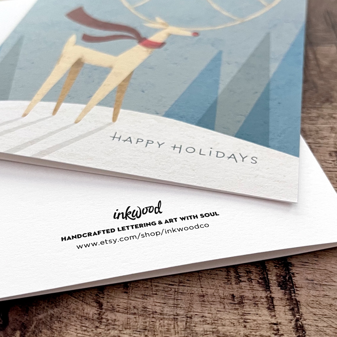 Happy Holidays Card / Reindeer Christmas Card / Nature Holiday Etsy