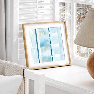 Navy and Light Blue Wall Art / Square Abstract Art Prints / Coastal ...