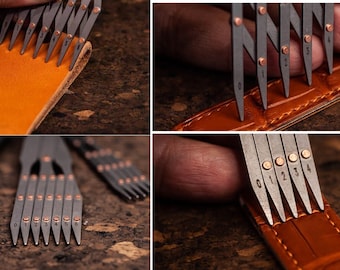 Leren gelijke ruimteverdeler Nattools Leathercraft liniaal Meten op gelijke afstand markeringspunt Positionering sjabloon Craft Tool