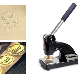 Selo de papel em relevo grande personalizado mesa resistente inesquecível gravador personalizado selo de negócios casamento grande logotipo de selo de relevo