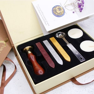 Sello de sello de cera personalizado, hecho a medida su propio nombre Logotipo de letra Invitación de boda personalizada Conjunto de sello de cera de cera, regalo ideal