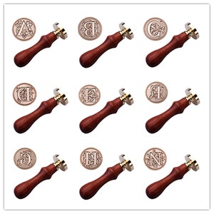 Maßgeschneiderte Wachs Siegel Stempel Set, Brief A bis Z Serie, Wachs Siegel Stempel, Vintage Retro Messing Kopf Holz Griff Alphabet Buchstaben erste Wachs