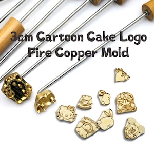3cm cartoon cake logo vuur messing schimmel hot stamp fruit huid brood branding schimmel hot stamping logo, creatieve bakkerij embossing ijzer
