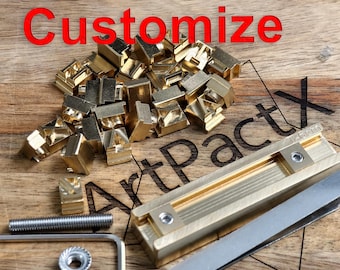 T-sleuf messing alfabethouder | Lederen stempel met letters, cijfers en symbolen | Hot foil stamping machine | Brandijzer | Embossing tool armatuur