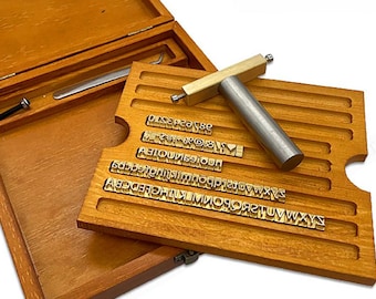 Lederen stempel Alfabet Cijfers Symbolen Stempel Messing metalen letters Stempel - messing houder houten stempel Letters Set Tool:
