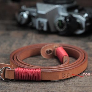 your own Initial Leather camera strap, Personalized logo name data - slr dslr camera strap, for canon, nikon