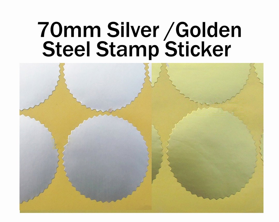 Embosser Sticker Shape 100pcs 70mm Silver Golden Optional Gear Shape Steel Stamp Sticker ...