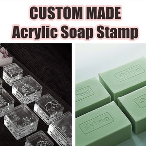 Timbro di sapone acrilico, timbro di sapone acrilico ad alta trasparenza personalizzato personalizzato per stampare il logo personalizzato
