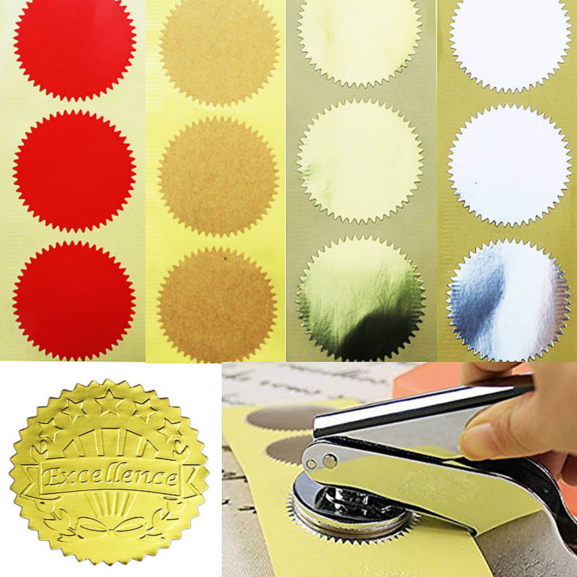 Embosser Sticker Shape 4 Colors (45mm-50mm)embosser Stickers, Round Embosser Stickers, Envelop ...