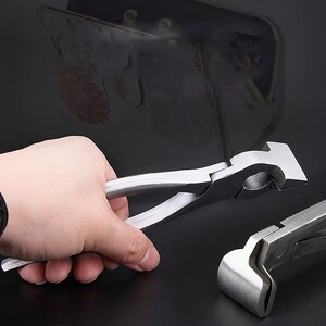 Stainless steel Curved Nose Pliers,Straight Nose Pliers,New Leather Edge Adjustment Press Flatten Plier Clamp For Leather DIY Hand Tools image 8