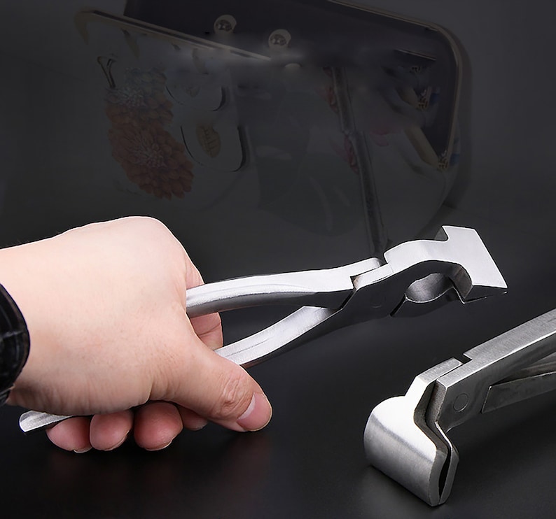 Stainless steel Curved Nose Pliers,Straight Nose Pliers,New Leather Edge Adjustment Press Flatten Plier Clamp For Leather DIY Hand Tools image 8