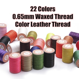 22 Colors 0.65mm Waxed Thread,Color Leather Thread, 44 Yards Per Color Leather Sewing Thread Hand Stitching Thread for Hand Sewing Leather