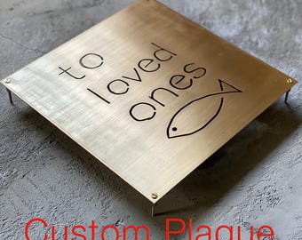 Op maat gegraveerde messing plaquette | Gepersonaliseerde gouden bord met zwarte tekst | Borden met gedenkteken, naambordje, projectlabel of muurtag Bedrijfslogo's