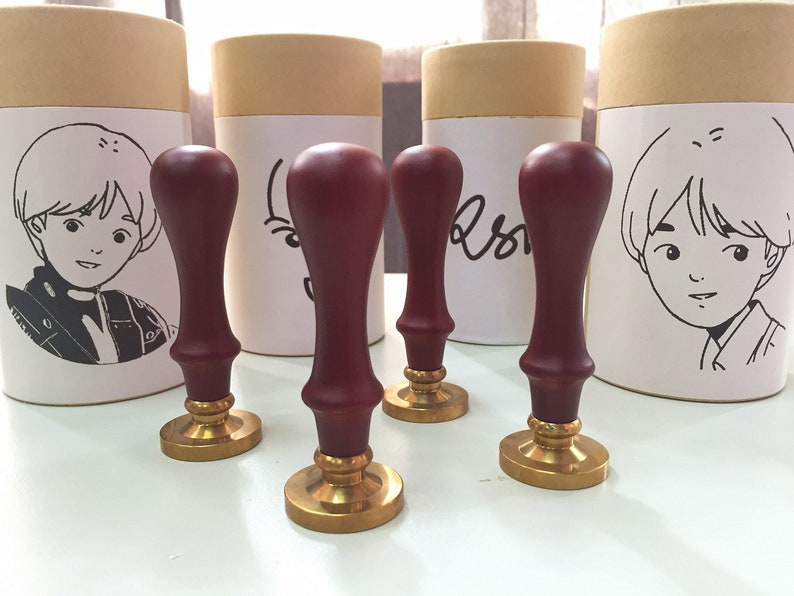 Custom Wax Seal Stamp Set with your own logo design with gift box Paper Label Sticker birthday Customized wedding gift Christmas gift