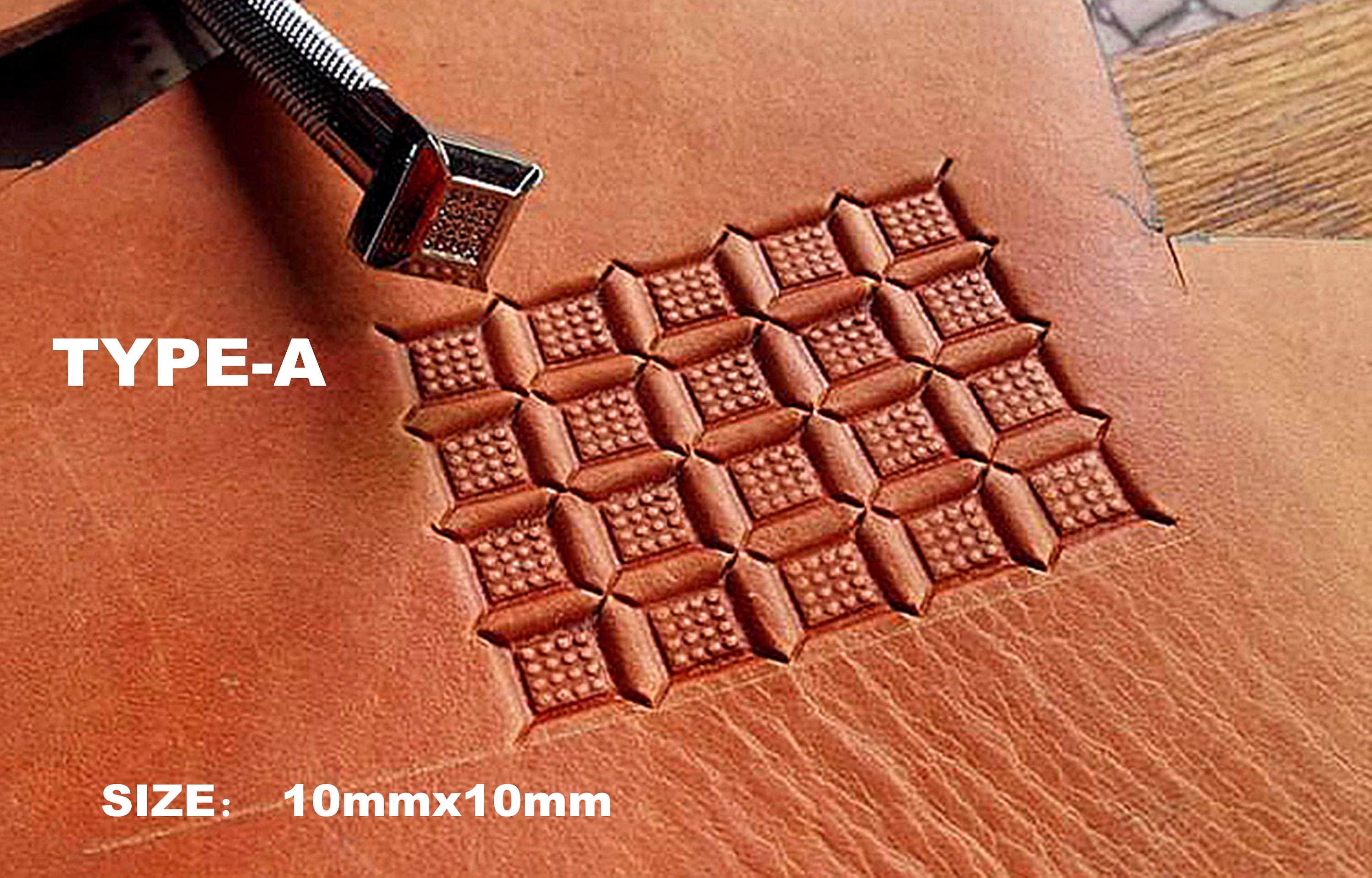 Craft Sha Leathercraft Stamp Punch 10x10mm E386 Matting Background 2  Pattern Custom Shape Leather Stamping Carving Tool, for Leatherworking