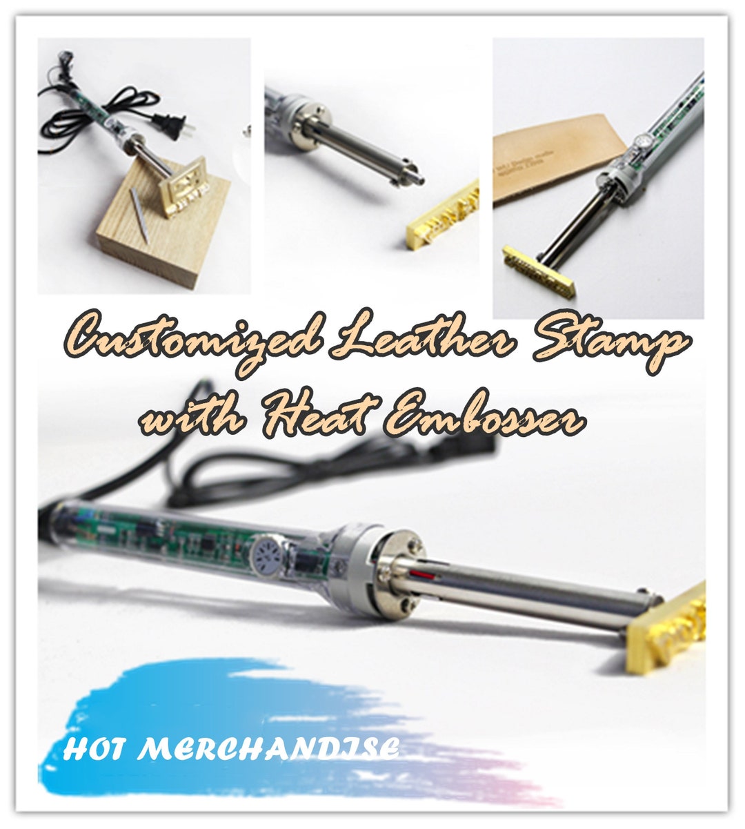 Personalized Seal Stamp Custom Brass Logo Leather Stamp With Steel Handle - For Wood, Cake, Leather, Heat Embossing Embosseur Personnalisé - Foto 3