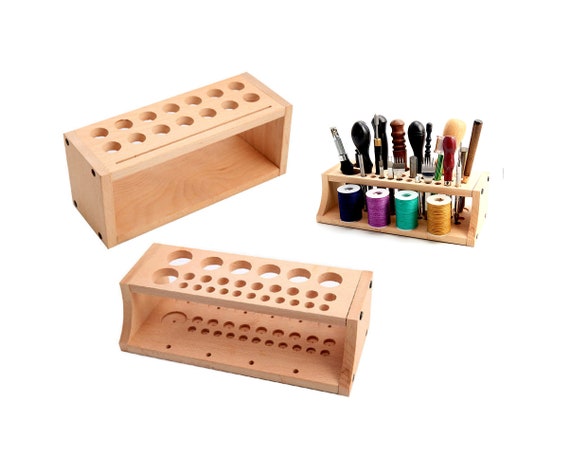 Wooden Leather Tools Storage Box Shelf Leather Tool Organizer