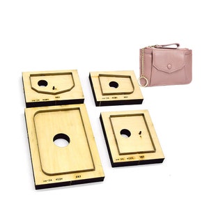 Portafoglio-Card titolare tagliatrice in pelle,Coin Purse con cerniera,borsa a moneta,punch tool,Leather Punch Die,Mould Wooden die Leather craft Tool