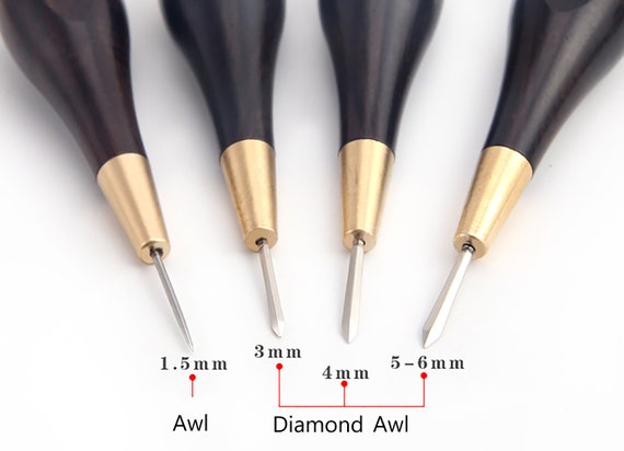 Leather Craft Wooden Diamond Rhombus Awl DIY Leather Stitching Sewing Punch  Tool
