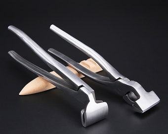 roestvrij staal gebogen neus tang, rechte neus tang, nieuwe lederen rand aanpassing pers flatten tang klem voor leer DIY handgereedschap