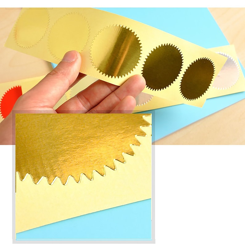 Embosser Sticker Shape 100pcs 45mm/50mm Red Silver Golden Kraft Paper Color Optional Gear ...