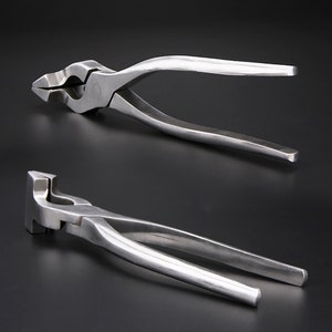 Stainless steel Curved Nose Pliers,Straight Nose Pliers,New Leather Edge Adjustment Press Flatten Plier Clamp For Leather DIY Hand Tools image 6