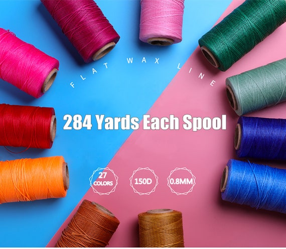 27 Colors 0.8mm Waxed Thread, Color Leather Thread, 284 Yards per
