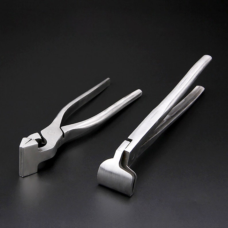 Stainless steel Curved Nose Pliers,Straight Nose Pliers,New Leather Edge Adjustment Press Flatten Plier Clamp For Leather DIY Hand Tools image 7