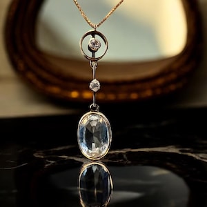Elegant Edwardian Aquamarine & Diamond Pendant