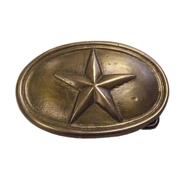 Solid Antique finish Brass REPRODUCTION Civil War Era TEXAS STATE Belt Buckle with loop to fit modern belt.