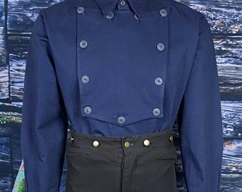 John Wayne Style CAVALRY Bib Shirt, Available in Navy Blue Only