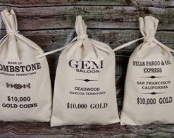 OLD WEST Bank/Money Bag "GOLD Coins Not Included"