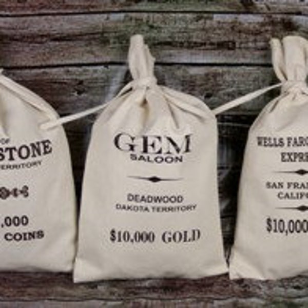 OLD WEST Bank/Money Bag "GOLD Coins Not Included"